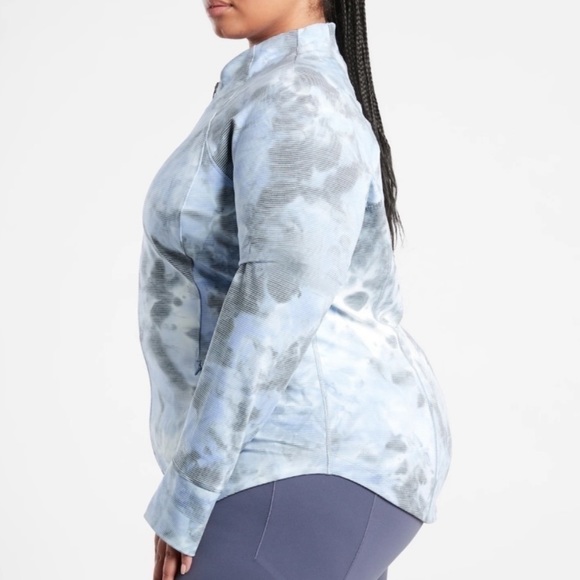 Athleta Salutation Jacquard Jacket Blue Stormy Tie Dye White Pinstripes Sz 2X - Picture 6 of 13